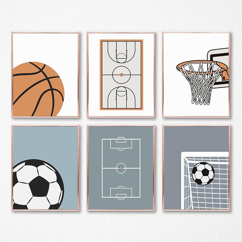 Badminton Zone - Cartoon Creative Basketball Football Exercise Posters