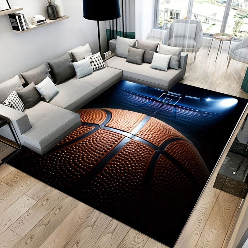 Badminton Zone - Artistic Basketball & Court Area Rug,