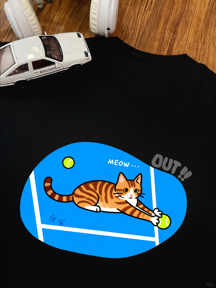 Badminton Player - Badminton, Tennis, Volleyball Court Cat Cartoon