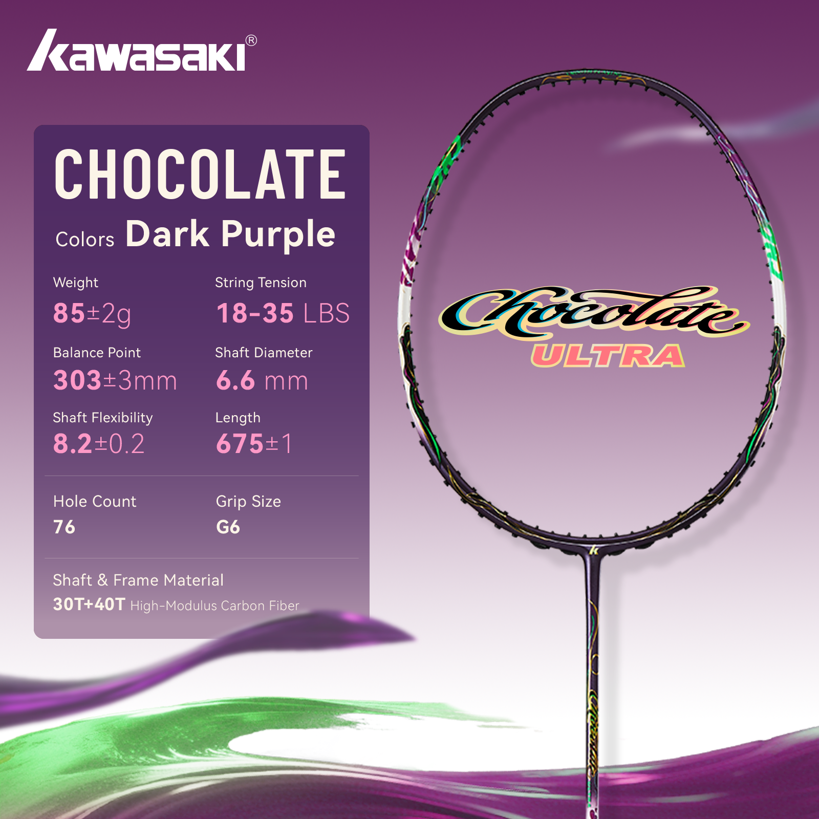 Badminton Single - Kawasaki CHOCOLATE ULTRA 4U Carbon Badminton