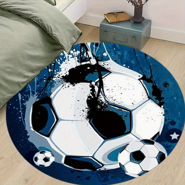 A Round Rug Featuring a Graffi - đánh giá và giá Badminton Zone